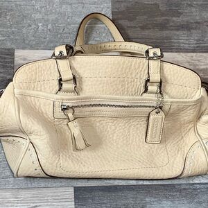 Coach No-L04S5031 Butter Beige Leather Satchel Shoulder Bag 11x7.5x5.5"